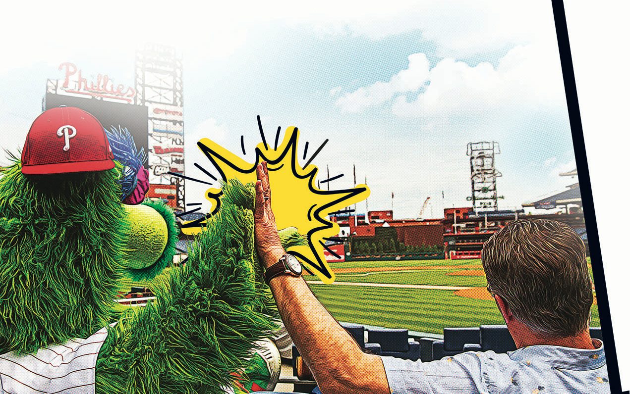 Dave Raymond and Phanatic high five