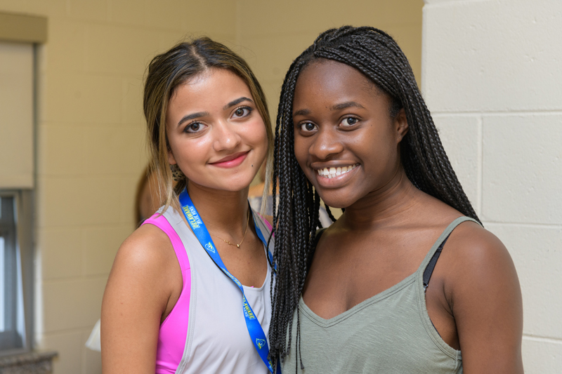 "Arrival Survival" / Move in for new students in the Class of 2023.  Pictured: Roomates Sachi Gupte (left) and Olive Twum-Danso (right)