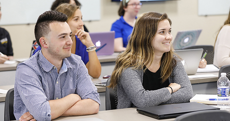 Accounting students participate in a lecture.