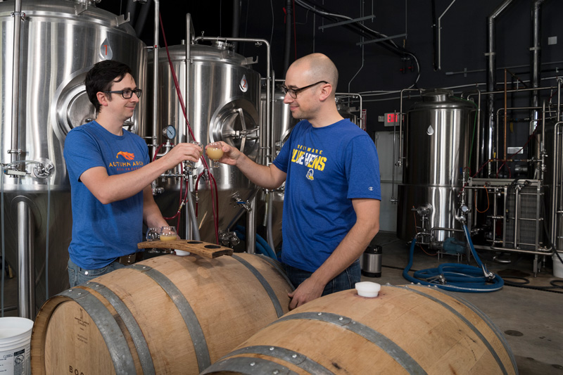 Dan and James (Jimmy) Vennard are two brothers and UD alums who started the Autumn Arch Brewery in Newark 6 months ago.  The photos will used in the UD Magazine.