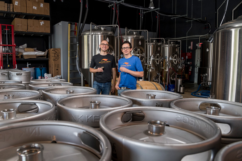 Dan and James (Jimmy) Vennard are two brothers and UD alums who started the Autumn Arch Brewery in Newark 6 months ago.  The photos will used in the UD Magazine.