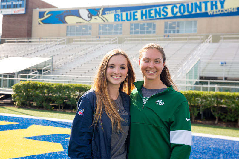 Erin Finley and Jordan Del Biano, UD athletic training students, interned for the L.A. Rams and the New York Jets during summer 2019.