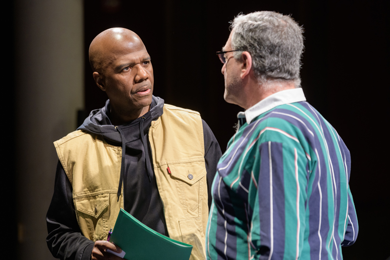 CAS-Bass_Kyle-Stroman_Visiting_Playwright-111519 Kyle Bass is the Associate Artistic Director of "Syracuse Stage" and an Assistant Professor of Theater at Colgate University, is serving as the Fall 2019 Susan P. Stroman Visiting Playwright and is shown here working with students and REP Actors on a reading of "Baldwin vs. Buckley: The Faith of Our Fathers". Conceived and arranged by Bass, the play is a remix of the debate between James Baldwin and William F. Buckley in 1965 by the Cambridge Union Society.