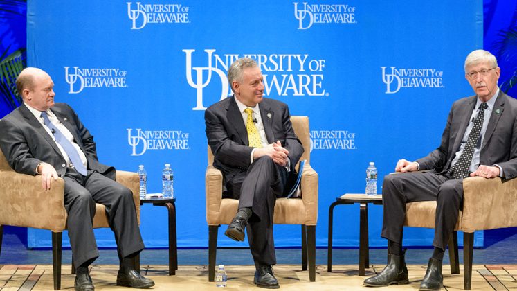 Director of the National Institutes of Health (NIH) Francis Collins on campus to visit with students, tour some of the facilities in the STAR Tower and the Health Sciences Complex, visit the Center for Biomedical and Brain Imaging, and engage in a 