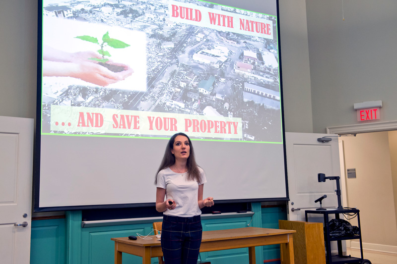 The Words for Nerds program is for grad students to improve their science communications skills. This photos is from the student's final presentation at Memorial Hall on May 28, 2019.  Judges choose winners.