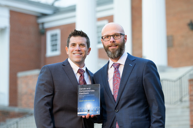 CEHD-Jones-Vari-Environmental_Portrait-012319 University of Delaware alumni Joseph Jones (Ed.D ‘07) and T.J. Vari (BA ’01) have both been teachers and are now principals at Delaware schools and have collaborated on a new book: "Candid and Compassionate Feedback: Transforming Everyday Practice in Schools" - (Evan Krape / University of Delaware)