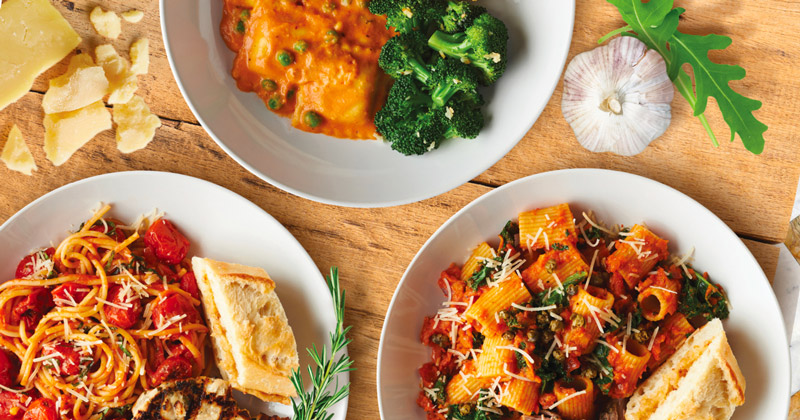 Image of spaghetti, ravioli, rigatoni
