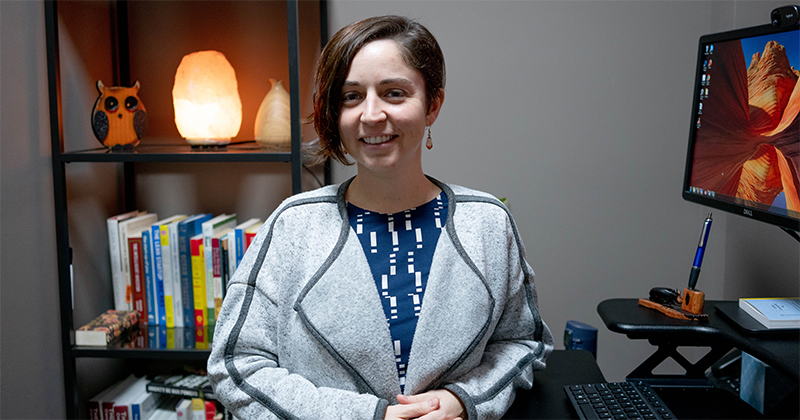 Christina Pellicane sitting in her office
