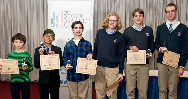 Center for Economic Education & Entrepreneurship 2018 Fall Stock Market Game awards for Delaware fourth grade through high school age students held in the Gallery of Perkins Student Center on January 9, 2019. (Photo release signage was posted.)