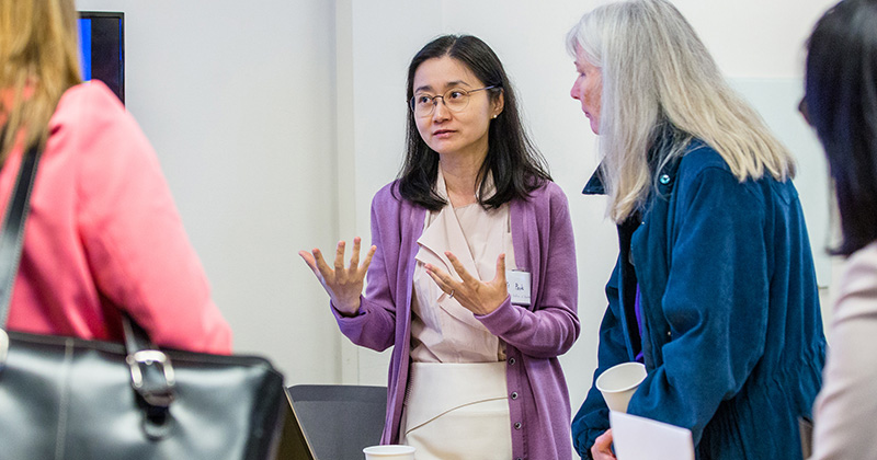 Lerner Teaching and Research Day held in One South Main on April 27, 2018. Event included four teaching show cases and two poster sessions.