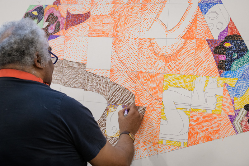 Professor of Art and Design and nationally recognized artist Peter William's in his Wilmington, DE studio. Professor Williams has recently named a Class of 2018 National Academician by the National Academy of Design. - (Evan Krape / University of Delaware)