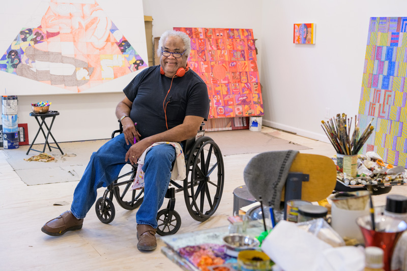 Professor of Art and Design and nationally recognized artist Peter William's in his Wilmington, DE studio. Professor Williams has recently named a Class of 2018 National Academician by the National Academy of Design. - (Evan Krape / University of Delaware)