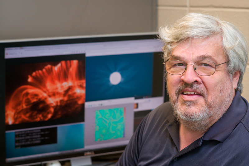 PHYS-Matthaeus-Environmental_Portrait-090616 Environmental portrait of William Matthaeus, recently named the UNIDEL Professor of Physics and Astronomy and the next head of the Delaware Space Grant Consortium. - (Evan Krape / University of Delaware)