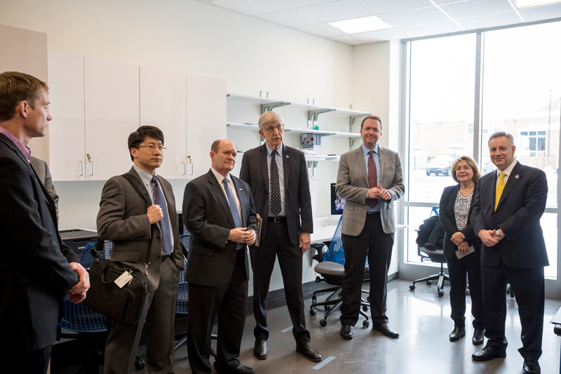 Director of the National Institutes of Health (NIH) Francis Collins on campus to visit with students, tour some of the facilities in the STAR Tower and the Health Sciences Complex, visit the Center for Biomedical and Brain Imaging.