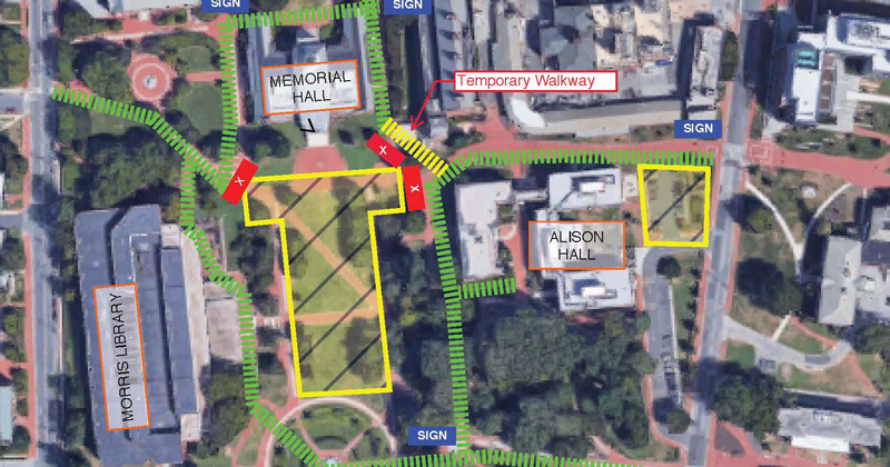 Access paths around Memorial Hall