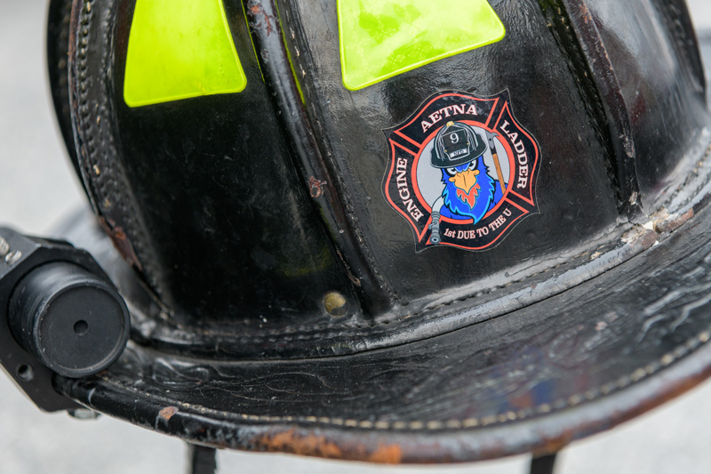 Several students from the University of Delaware volunteer with Aetna Hose, Hook, & Ladder Company as firefighters and Emergency Medical Technicians (EMTs). Photographed for a story in UDaily about their work with Aetna as first responders. - (Evan Krape / University of Delaware)