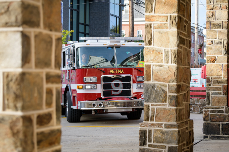 Several UD students volunteer with the Aetna Hose, Hook and Ladder Company as firefighters and Emergency Medical Technicians (EMTs). - (Evan Krape / University of Delaware)