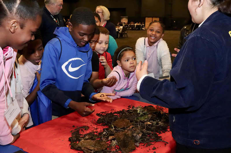 CANR. had a presence at the Food Bank's Hunger Conference. Setting up stations for the children to learn about nutrition, conservation, gardening, insects, and food insecurity.