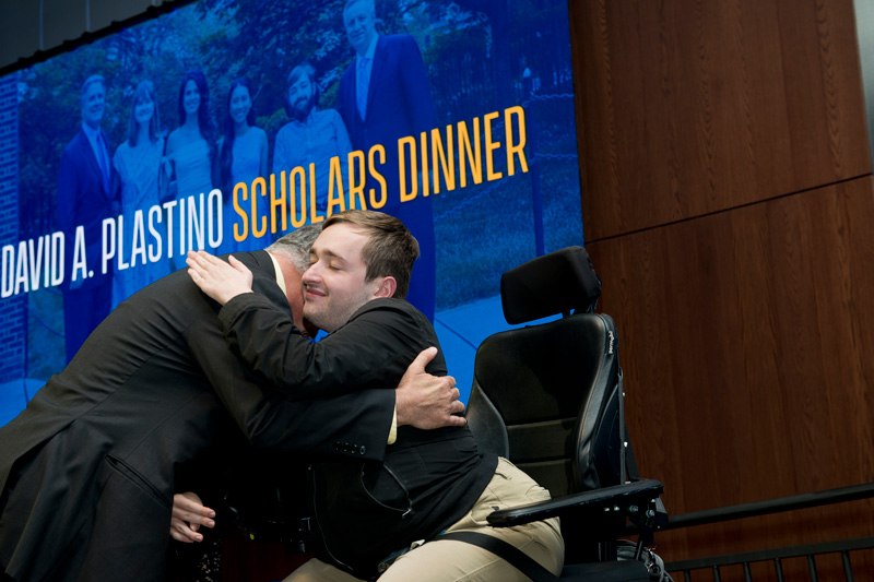Plastino Scholars Scholarship Dinner - 05/02/19 The 2019 David Plastino Scholars was held on May 2nd, 2019 with both the current and past Plastino students presenting their projects moving forward - speakers included John Pelesko, Patricia Sloan White, Dave Plastino and President Assanis. (Model Release signage was posted at the event informing attendees that photos would be taken.)