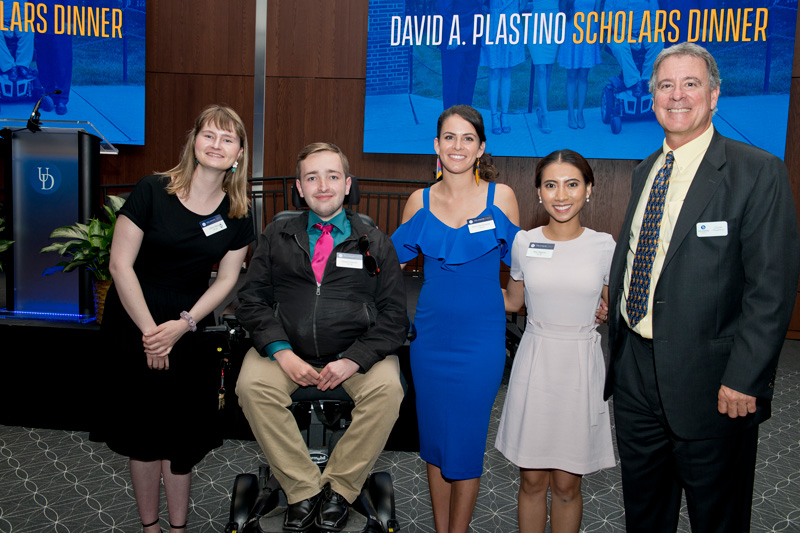 Plastino Scholars Scholarship Dinner - 05/02/19 The 2019 David Plastino Scholars was held on May 2nd, 2019 with both the current and past Plastino students presenting their projects moving forward - speakers included John Pelesko, Patricia Sloan White, Dave Plastino and President Assanis. (Model Release signage was posted at the event informing attendees that photos would be taken.)