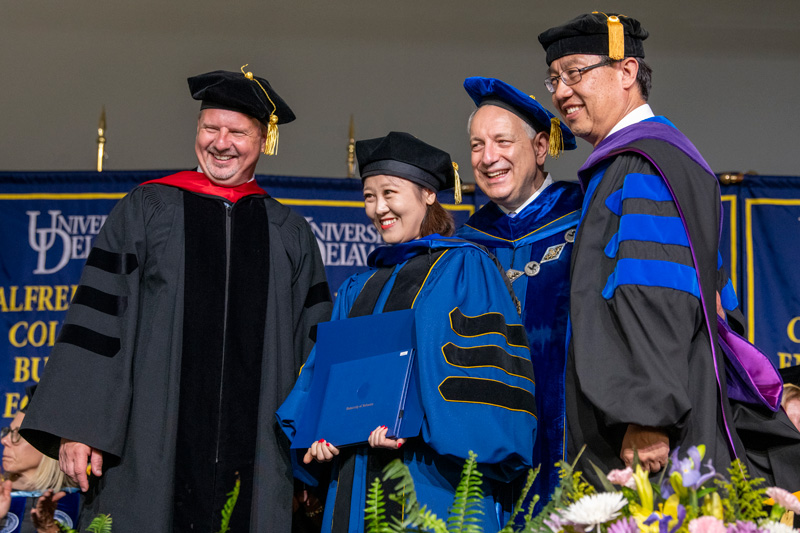 2019 Doctoral Hooding - 5/31/19 The 2019 Doctoral Hooding Ceremony, May 31st, 2019 under the directio of Mary Martin, Graduate Studies, President Dennis Assanis and all the Denas of the colleges. (Signage was posted at the start of the event and announcement before the ceremony.)