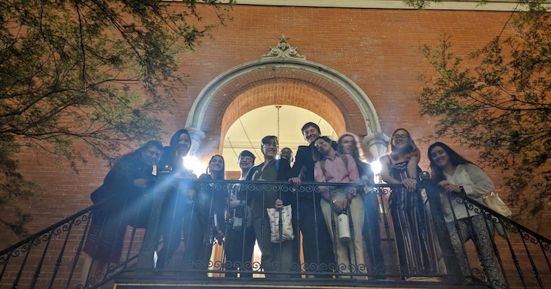 Students outside a building