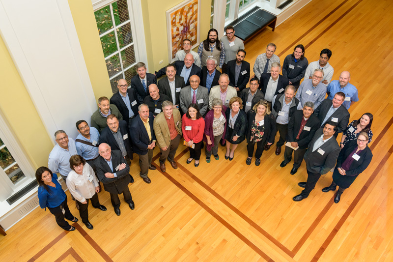 Celebrating Innovation: Recognizing UD Inventors program featuring remarks by Charlie Charlie Riordan, Vice President for Research, Scholarship & Innovation and Provost Robin Morgan as well as a group photo of attendees.