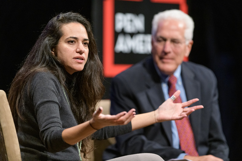 CAS-CPC-Al_Ahmad-Free_Speech_Week-102319 A Conversation with independent Saudi Arabian journalist and filmmaker for the BBC and PBS Safa Al Ahmad. Now "persona non grata" in her home country for producing films which cover the realities of uprisings in the Middle East, Al Ahmad has been the joint recipient of the 2015 Index on Censorship "Freedom of Expression Award for Journalism", a finalist for the 2014 "Sony Impact Award", and her film "Al-Qaeda in Yemen" was nominated for the 2013 Emmy Award. Her conversation with UD professor emeritus and founder of the Center for Political Communication, Ralph Begleiter, was part of UD's observances of "Free Speech Week" in 2019.