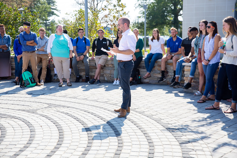 The new labyrinth at the UD Health Sciences Complex was dedicated Sept. 23, 2019 to honor those who participated in the University’s anatomical donor program.The labyrinth was inspired by students in the Physical Therapy program who wished to commemorate and thank their “silent teachers.”