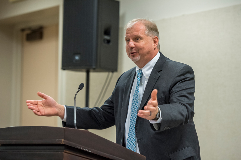 John Pelesko, Dean of the College of Arts & Sciences, is the featured speaker discussing "What I Learned in My First Year as Dean” to an audience of retired faculty at the October UDARF meeting, October 15, 2019. 