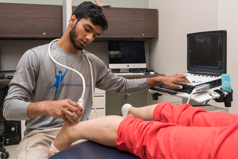 Arif Peracha, College of Health Sciences, is doing summer research on the Achilles tendon in the Muscle & Tendon Lab on the STAR campus.  In addition to the research, Peracha is a triathlete so he takes long runs everyday which might help his understanding of injuries to this much used tendon.  