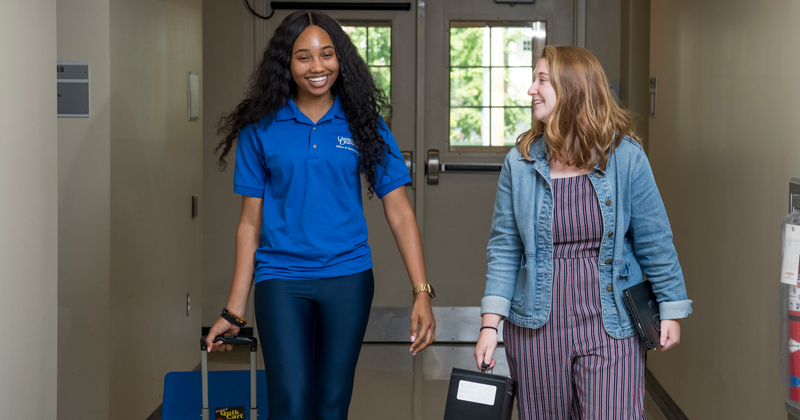 Summer Research - CEHD - Mueller & Jackson Summer Research students Khadi Jackson (royal blue shirt) and Colleen Mueller (jean jacket) are doing research Recovery Residences Effectiveness along with graduate students Jhane Campbell (black sweatshirt) and Ginnie Sawyer Morris (light blue shirt).