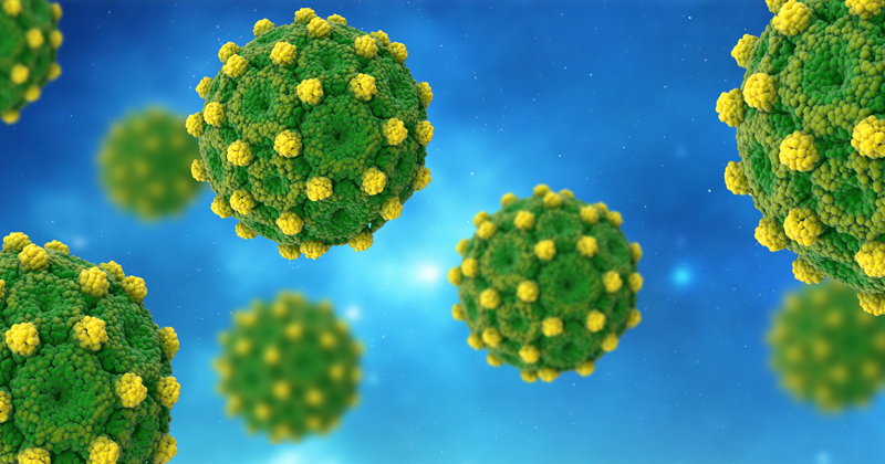 3D objects of hepatitis B Viruses in abstract plasma