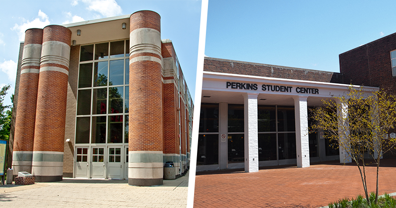 Exterior of Trabant and Perkins Student Centers