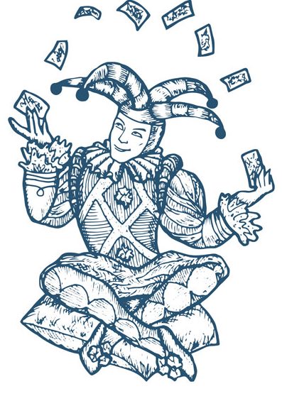 Illustration of a Jester juggling