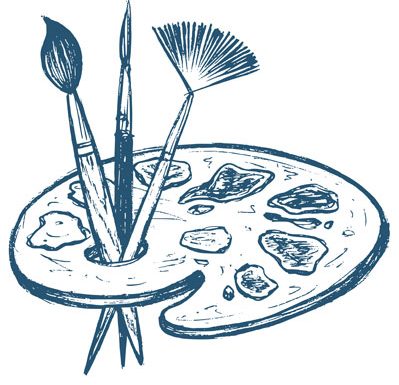 palette Illustration of a paint palette with brushes
