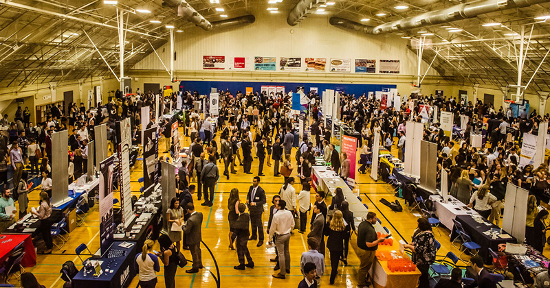 Career Services Fair sponsored by the Career Services Center holds its semi-annual Fair at the Carpenter Sports Building, September 13th, 2018 with many employers meeting UD students looking for jobs after graduation.