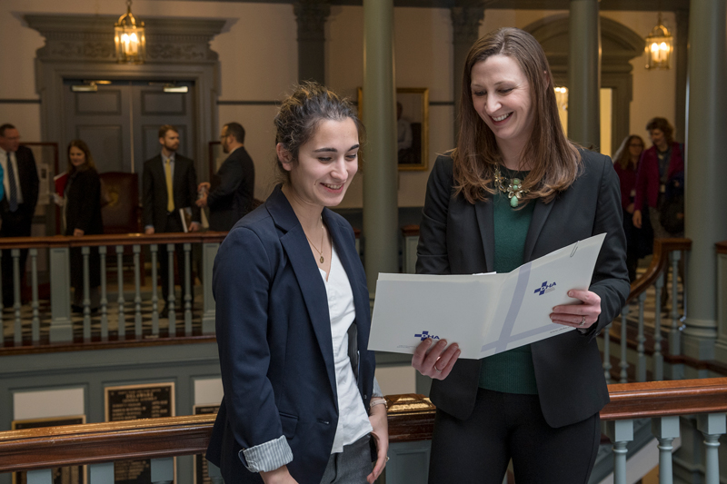 CAS - UDaily - Graciela Rayome - Legislative Hall Graciela Rayome (BA Public Policy '20) is conducting research for the Delaware Healthcare Association as an Undergraduate Healthcare Policy Researcher. Her research includes legislative monitoring, literature reviews of best practices, database management, communications, and member relations. She also works with her DHA supervisor Christina Crooks Bryan who is helping Graciela on the research.