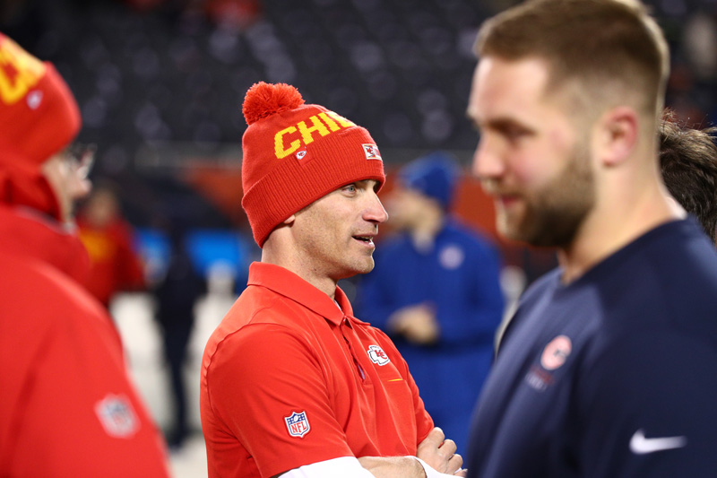 Kansas City Chiefs Pass Game Analyst Joe Bleymaier prior to the game between the Kansas City Chiefs and the Chicago Bears at Soldier Field on December 22, 2019.