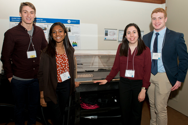 Departments of Mechanical Engineering & Biomedical Engineering Senior Engineering Design Celebration group, poster & award ceremony  photos. Held in Clayton Hall