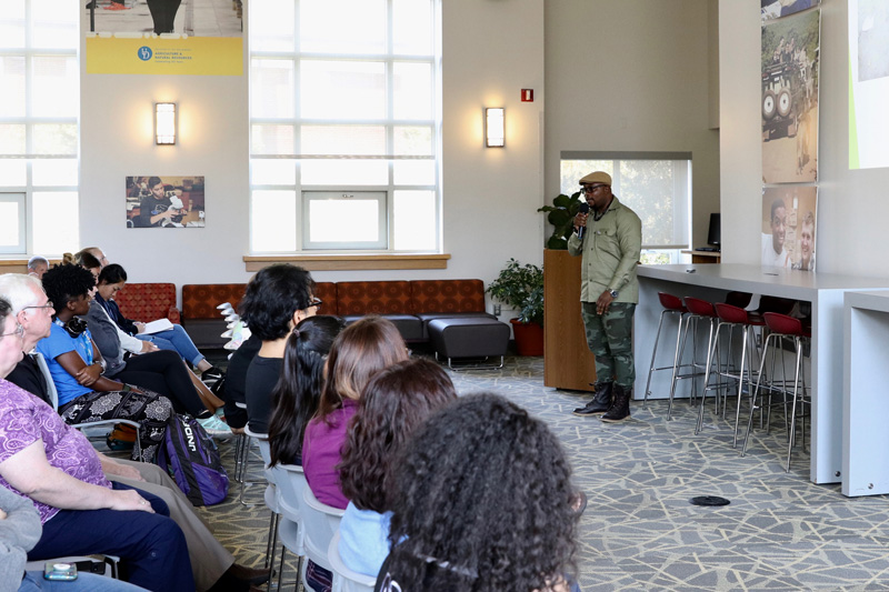 2019-09-19 | CANR_Conservation_Speaker-Adams_Cassinga Adams Cassinga from the Democratic Republic of the Congo (DRC), a Nelson Mandela Washington Fellow spoke about wildlife conservation and anti-paoching. His organization is ConservCongo.