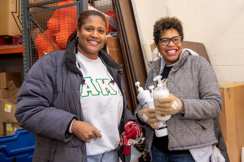 MLK Day of Service - 1/20/20 Members of the Alpha Kappa Alpha sorority participate in the MLK Day of Service by performing cleaning and sorting tasks at the Sunday Breakfast Mission, January 20, 2020.