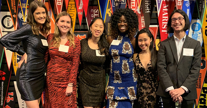 Six students posing for a photo at the Fashion Scholarship Fund Awards 2020