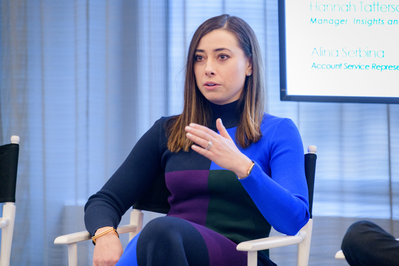 Students on a Communications sponsored and organized "Career Trek" to New York City had the opportunity to visit 30 Rockefeller Plaza -  the headquarters of NBC, the New York facilities of NBC Studios, and NBCUniversal Cable. While there students had the opportunity to talk to a panel of UD alumni who work for NBCUniversal.

Panelist (from left): Alina Serbina, Account Service Representative, Bravo/Oxy (Class of '17 - white sweater); Kristina Christiansen, Accounting Dir,. Ad Product and Partnerships (Class of '08 - black, purple, blue outfit); Scott Slotkin, Editor, The Tonight Show with Jimmy Fallon (Class of '11 - brown, white, and black sweater); Hannah Tattersall, Manager, Insights and Positioning (Class of '16 - yellow sweater);  Jim Donofrio, VP Ad Sales, Sports (Class of '92 - light gray jacket, black shirt); and Peter Lazarus, SVP, Ad Sales (Class of '92 - dark gray jacket, black pullover).