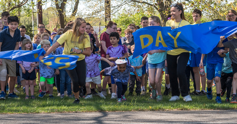 ACES (All Children Excersing Simulataneous) Day with students from the College School and Laboratory Preschool playing and exercising with different activities at Kells Park in Newark, May 2, 2018.  (Children will need to be ID’d and checked for model releases with the College School)