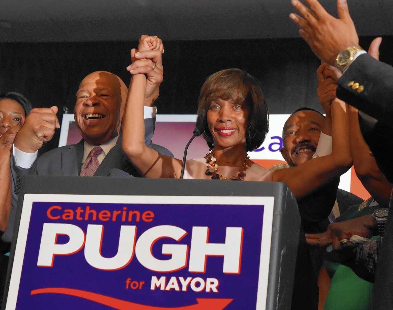 State Sen. Catherine Pugh on the primary election night with her staff and supporters.