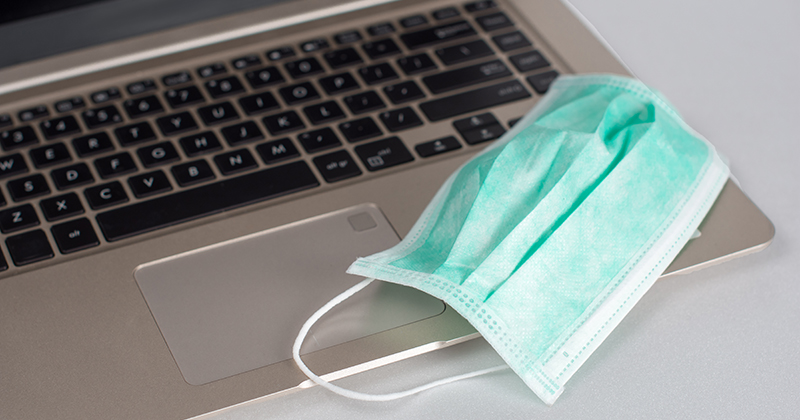 mask on laptop Mask on laptop