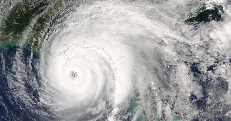 Category 5 super typhoon from outer space view. The eye of the hurricane. Some elements of this image furnished by NASA