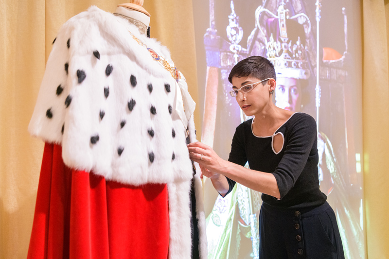 Laura Mina is an Affiliated Assistant Professor with the Winterthur / University of Delaware Program in Art Conservation and Associate Conservator of Textiles & Head of the Textile Lab at Winterthur Museum and Gardens. She help curate Winterthur’s exhibit “Costuming THE CROWN.” The exhibit features 40 costumes from the Emmy award-winning Netflix series “The Crown” which dramatizes the history of Queen Elizabeth II. Photographed for a feature in the UD Magazine.