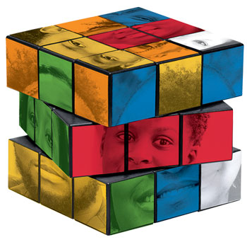 small rubicks cube with faces on the blocks